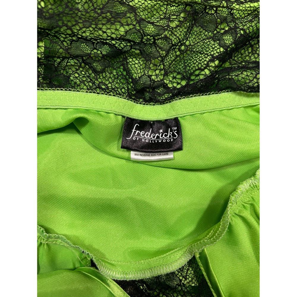 Frederick's‎ of Hollywood Green Halter Dress Black Lace Sexy Party - Picture 3 of 6